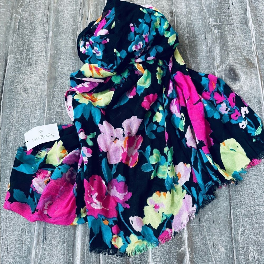 Vera Bradley Hilo Meadow Floral Multi Soft Fringe Scarf